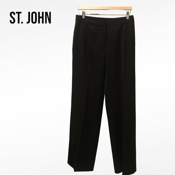 ST. JOHN Collection Dress Pants Black Virgin Wool Size 8 - Picture 2 of 8
